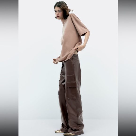 BNWT Zara Faux Leather Pant Sz S - Picture 3 of 7